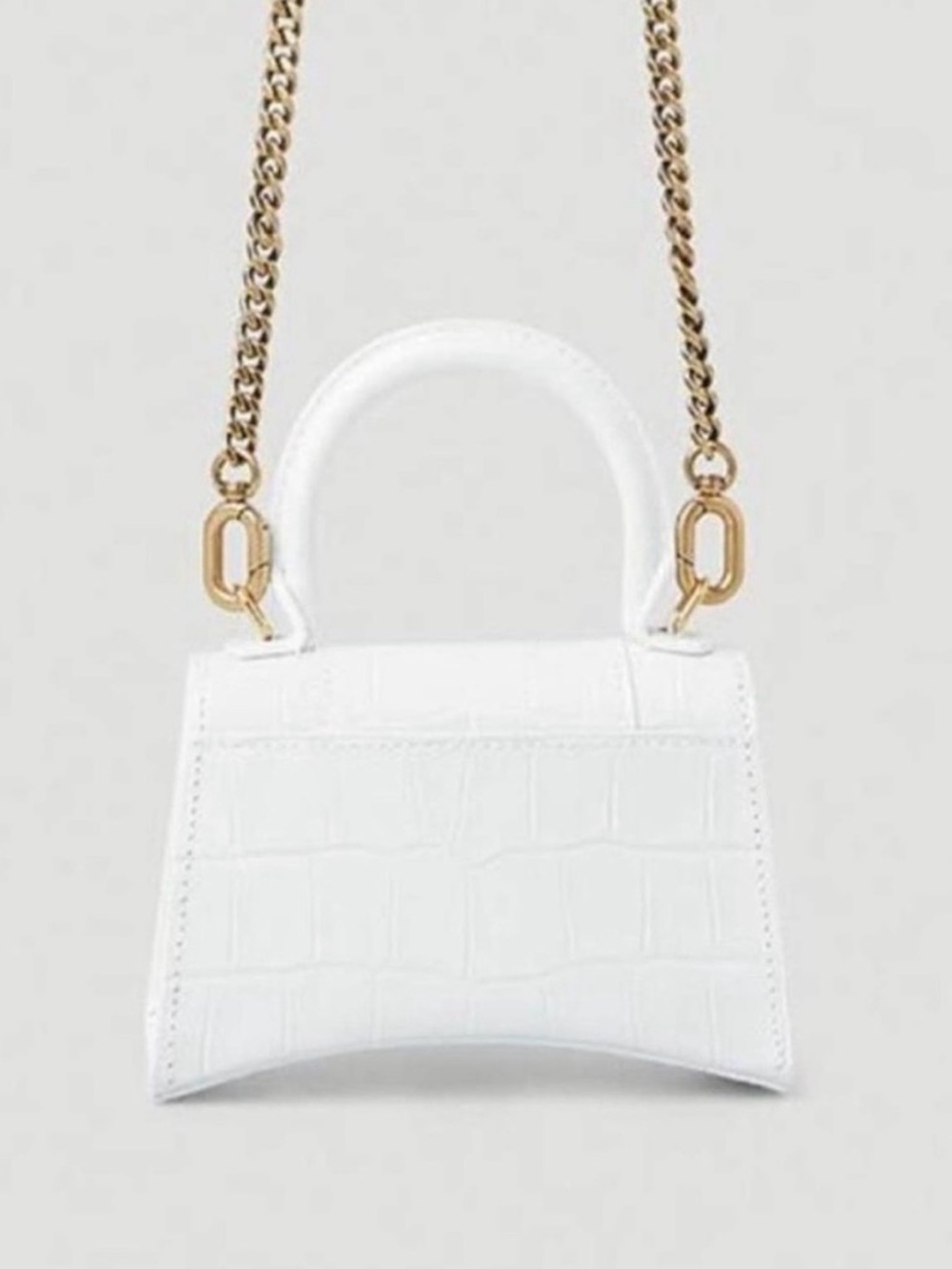Balenciaga White Croc-Embossed Top Handle Hourglass Nano Bag - Picture 4 of 5